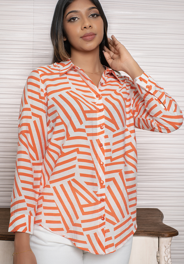 LISA ORANGE PRINTED BLOUSE